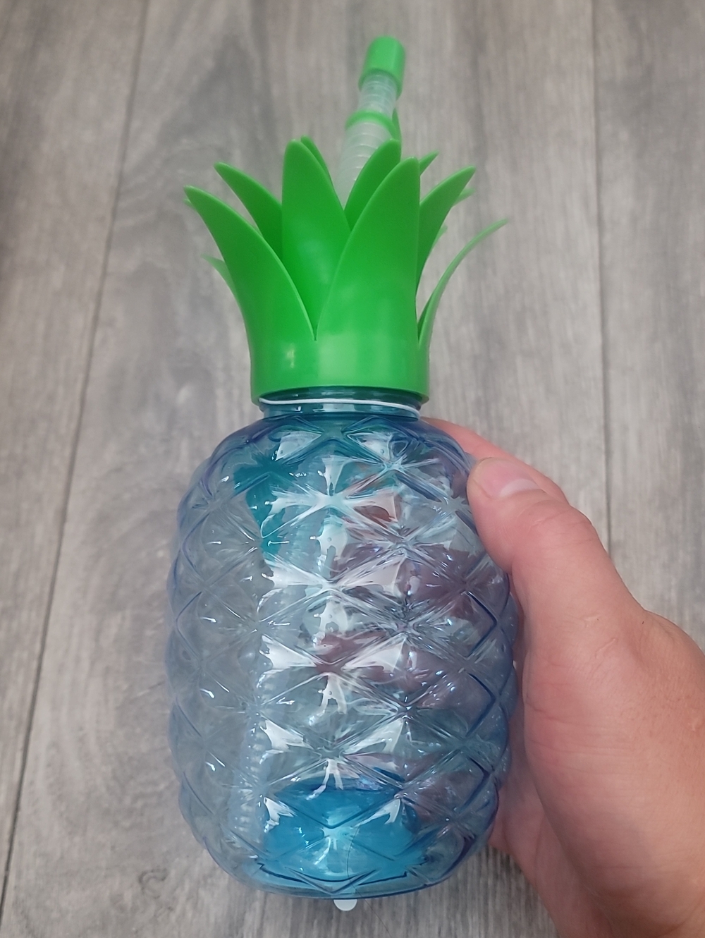 Blue Pineapple with Green Leaf Lid Summer Tumbler with LED